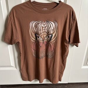 Cotton On Brown Graphic Short Sleeve Tee with Butterfly Motif